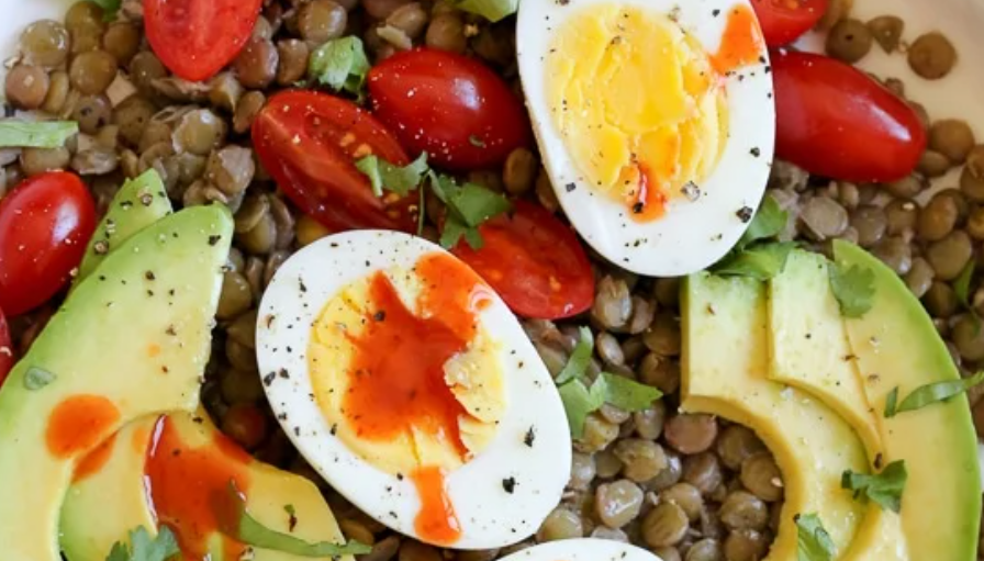 Lentil Bowls with Avocado Eggs Cholula