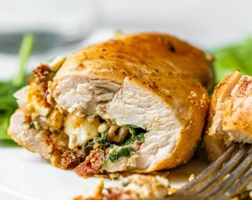 Spinach Stuffed Chicken Breast with Tomato Feta